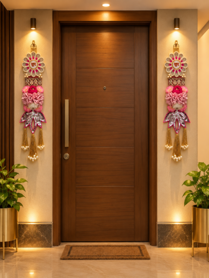 long length pink shubh labh hanging