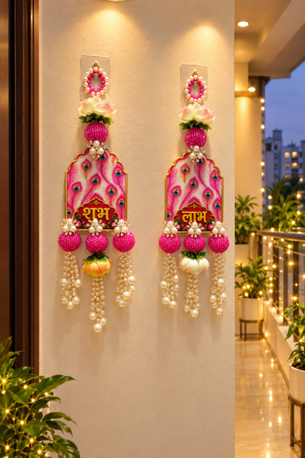 Pink mor pankh shubh labh
